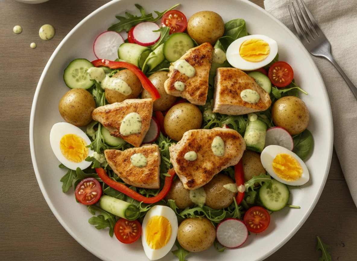Chicken Salad with Boiled Potatoes photo