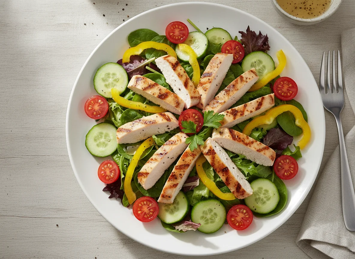 Chicken Salad with Cherry Tomatoes and Cucumber photo