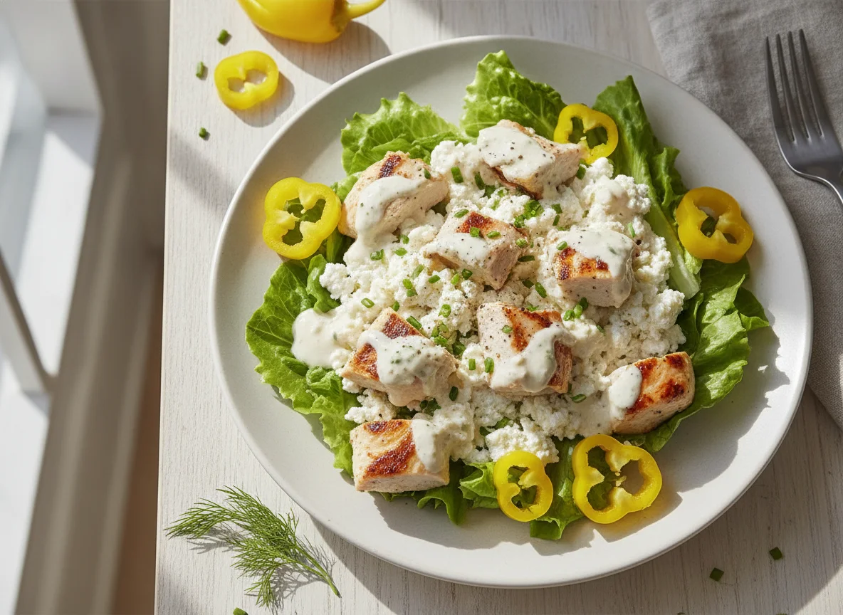 Chicken Salad with Cottage Cheese and Dressing photo