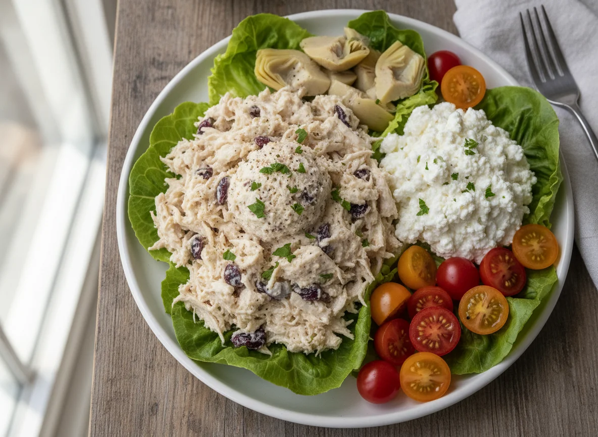 Chicken Salad with Cottage Cheese and Vegetables photo