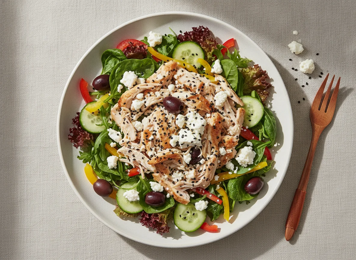Chicken Salad with Feta and Black Sesame Seeds photo