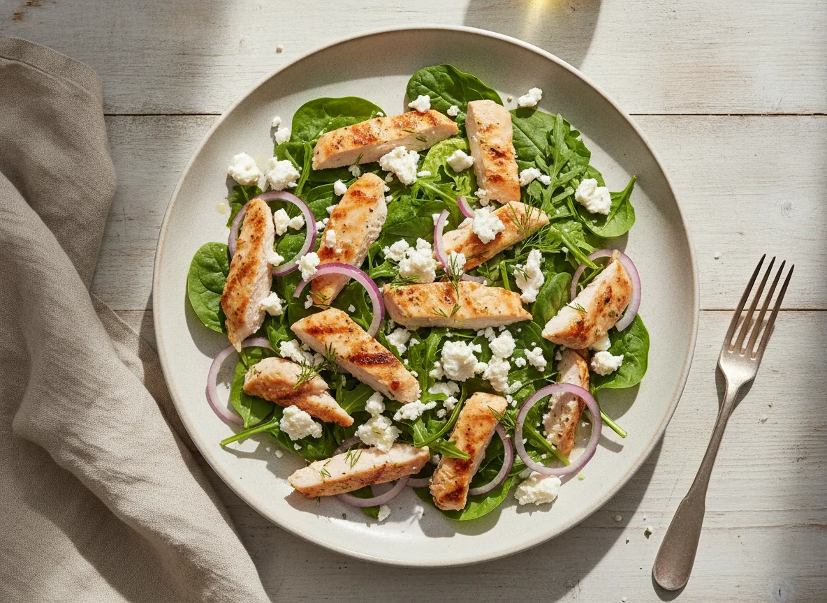 Chicken salad with feta cheese photo