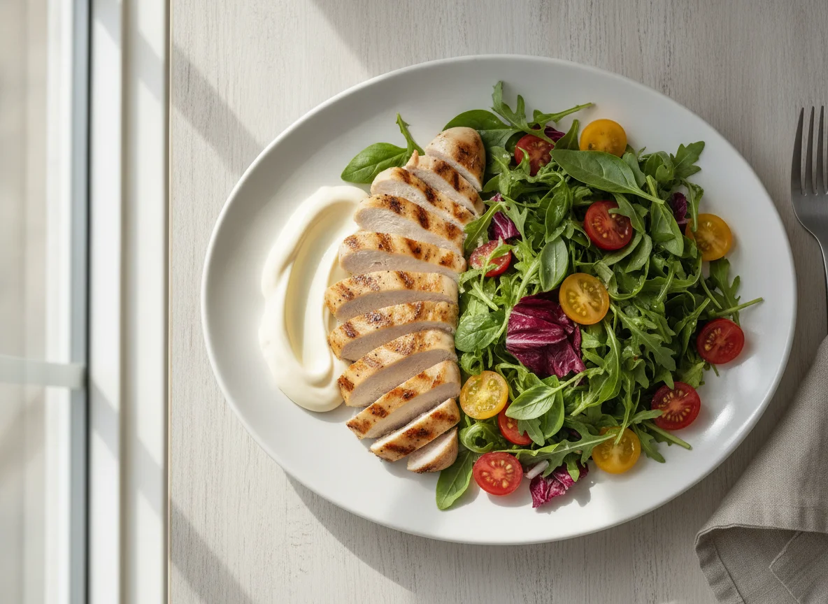 Chicken salad with mayonnaise photo