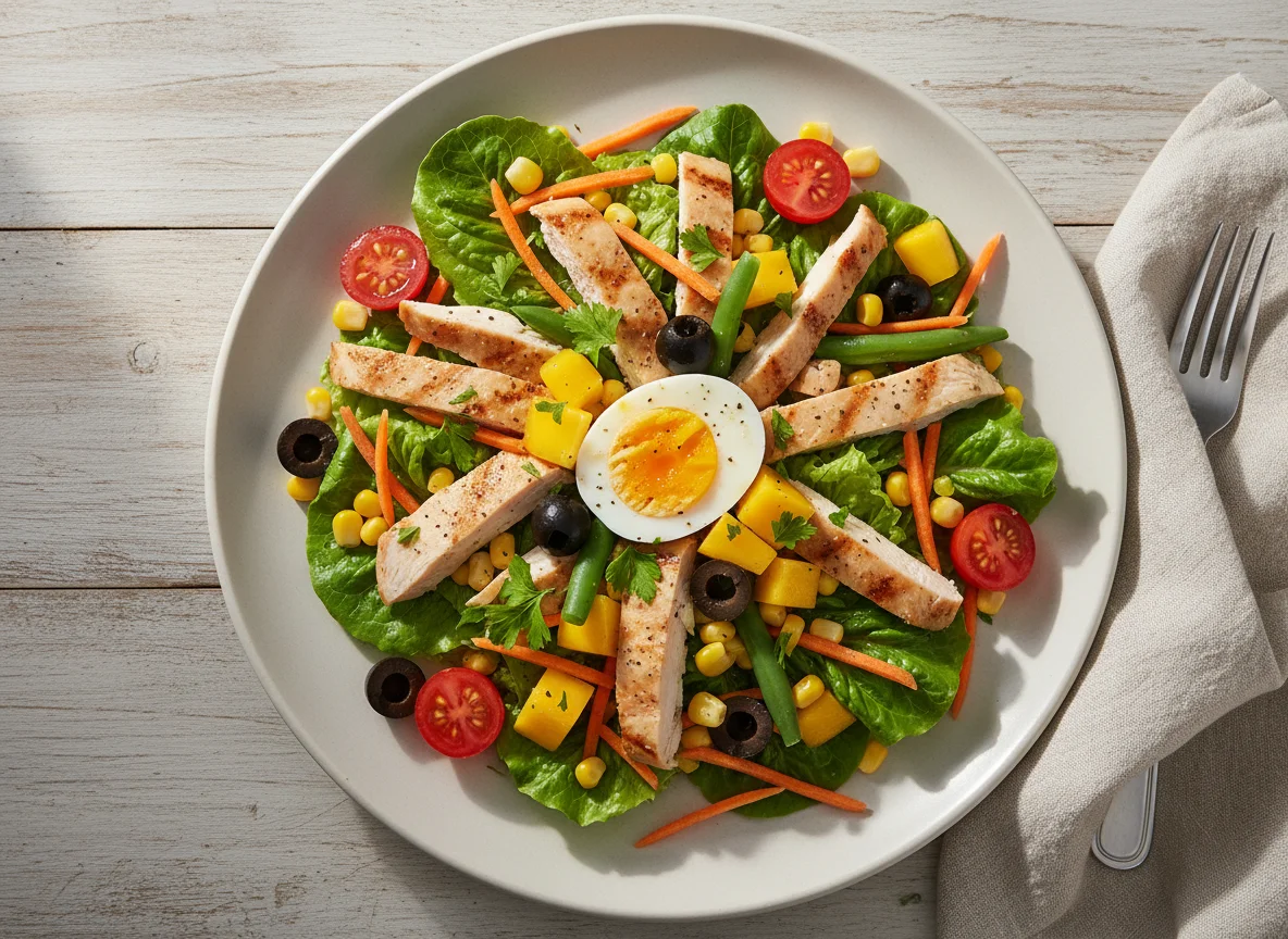 Chicken Salad with Vegetables and Egg photo