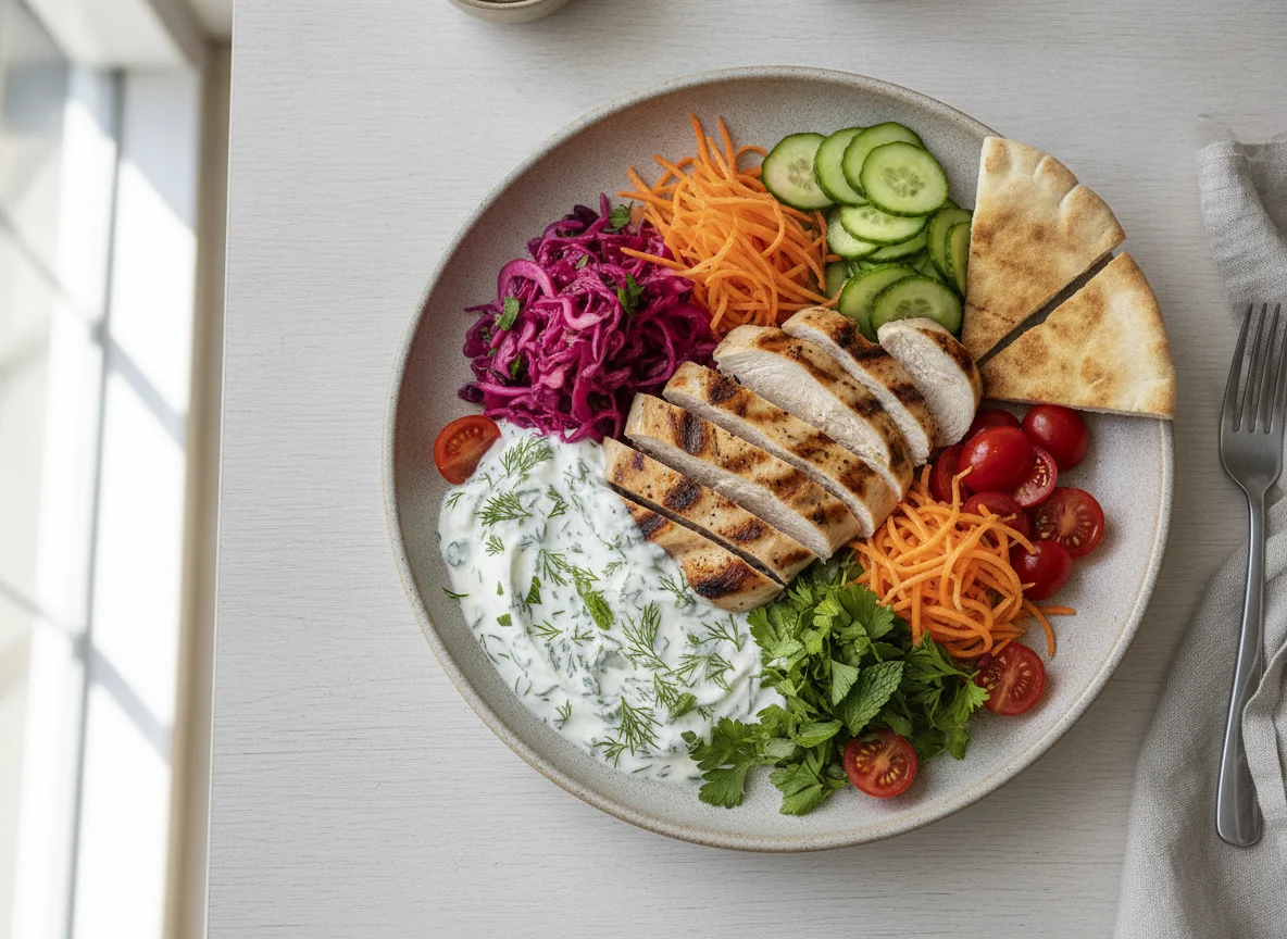 Chicken Salad with Yogurt Sauce and Pickled Cabbage photo