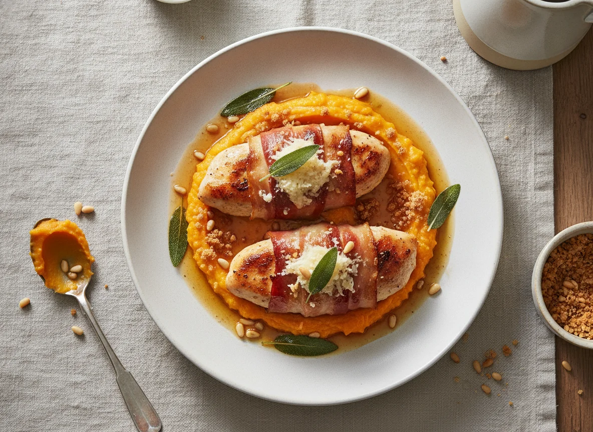 Chicken Saltimbocca with Sweet Potato Puree photo