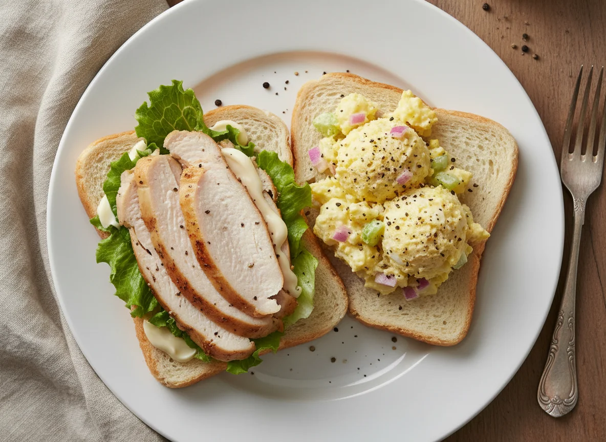 Chicken Sandwich and Potato Salad photo