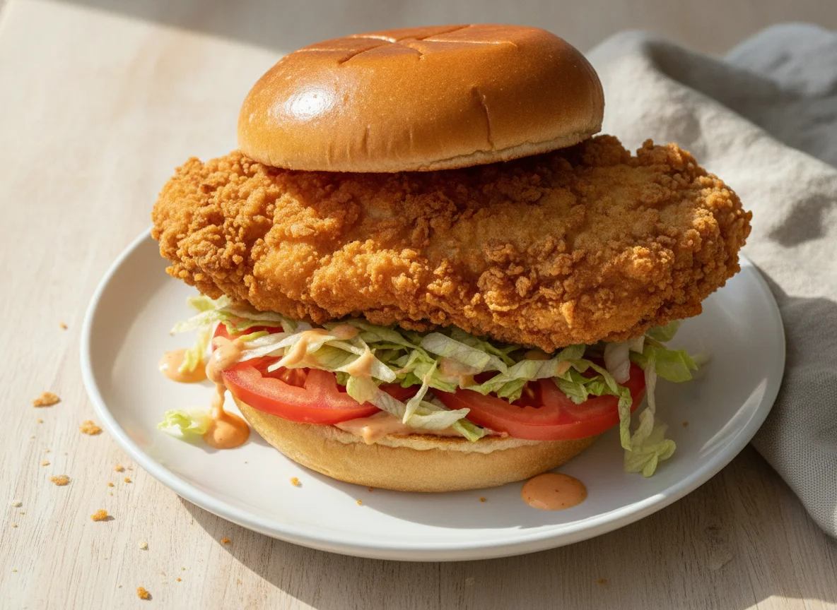 Chicken Sandwich with Lettuce and Tomato photo