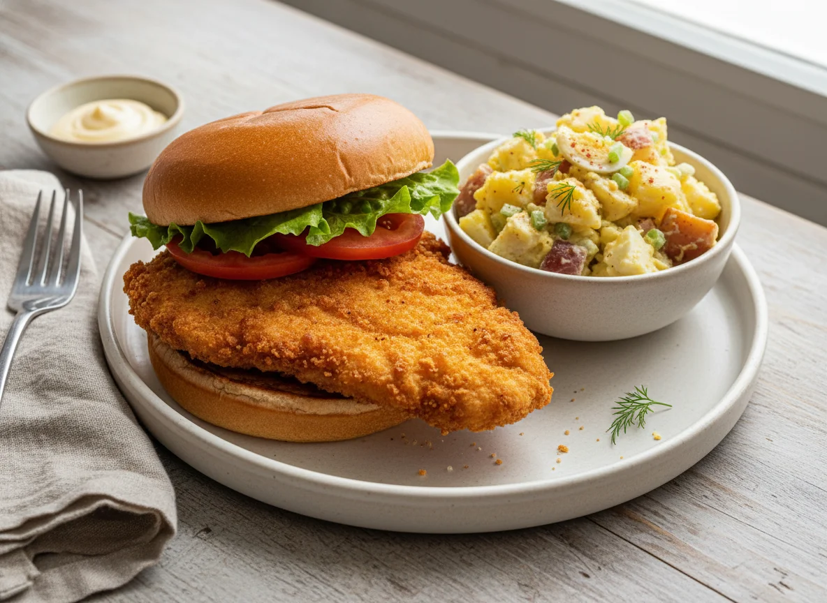 Chicken Sandwich with Potato Salad photo