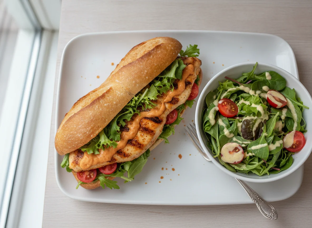 Chicken Sandwich with Side Salad photo