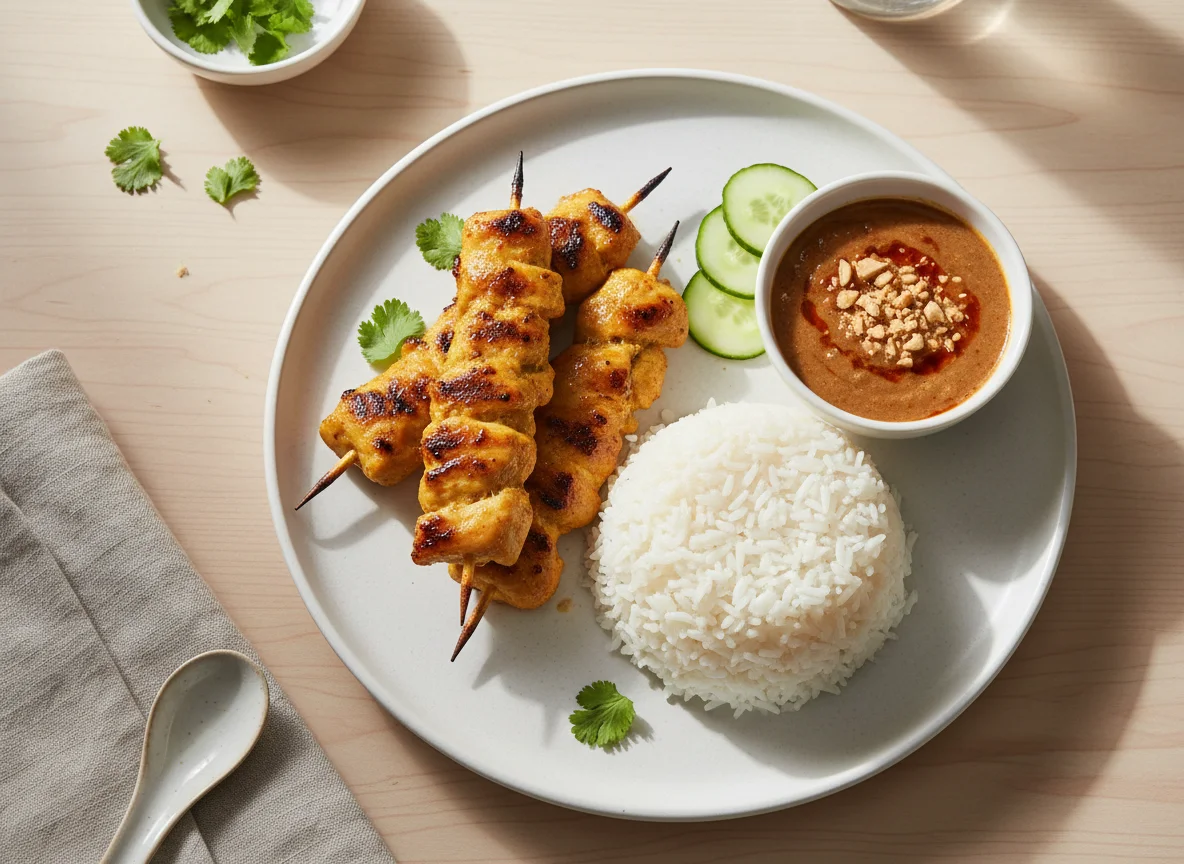 Chicken Satay with Rice photo