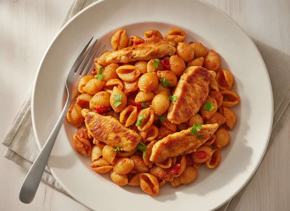 Chicken Sauté with Shell Pasta photo