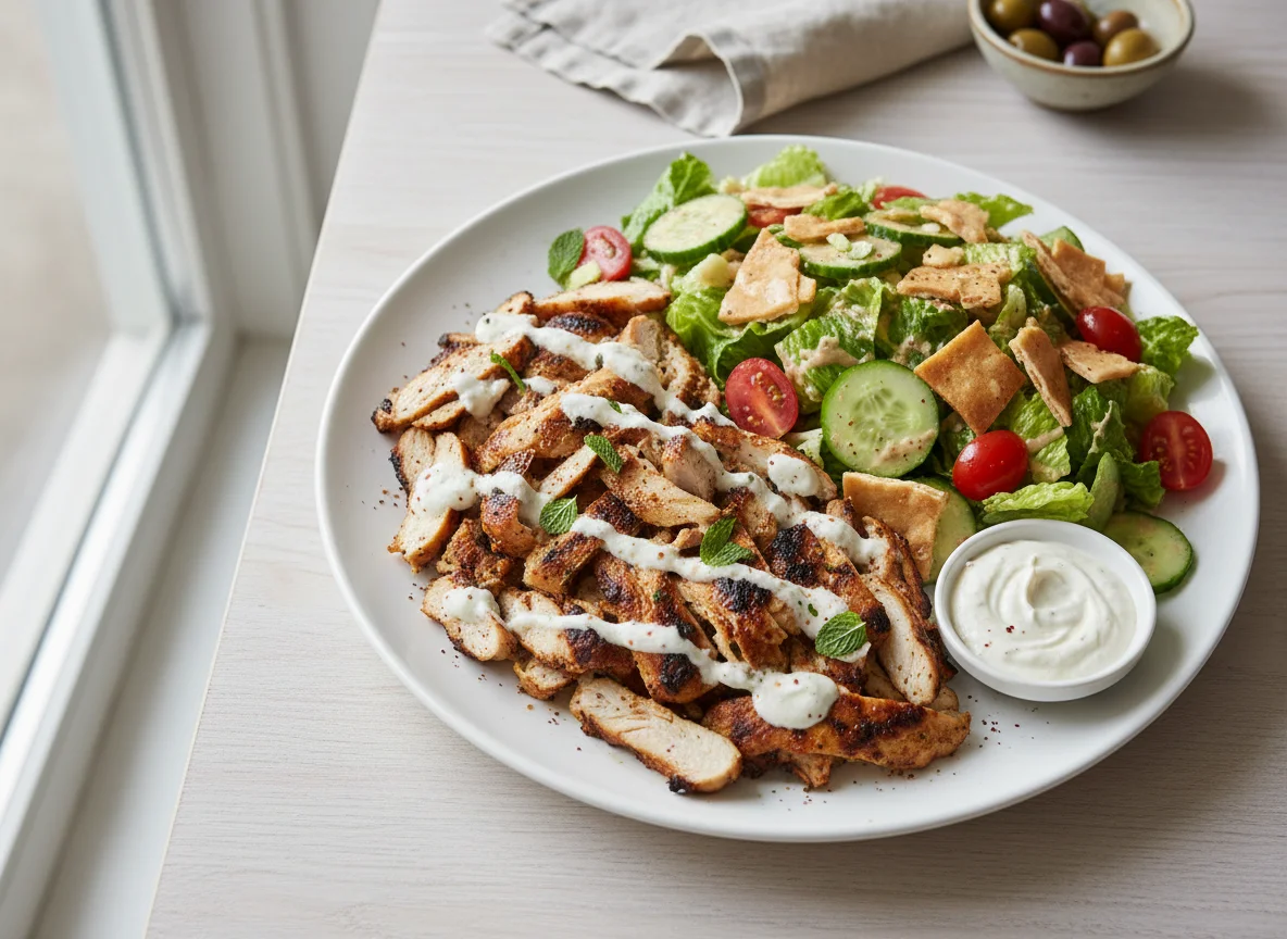 Chicken Shawarma Platter with Fattoush Salad photo