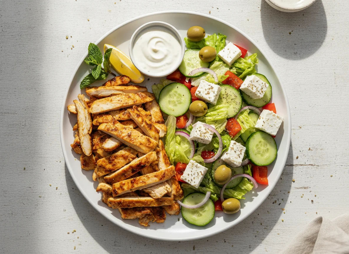 Chicken Shawarma Platter with Greek Salad photo