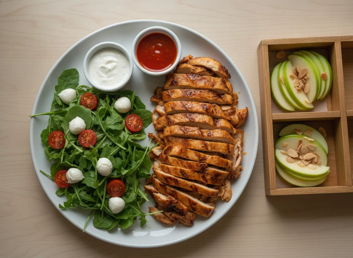 Chicken Shawarma Platter with Salad and Fruit Snack Box photo