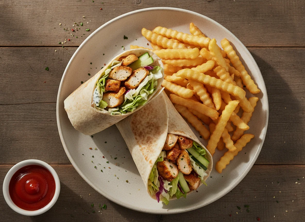 Chicken Shawarma Wrap with French Fries photo