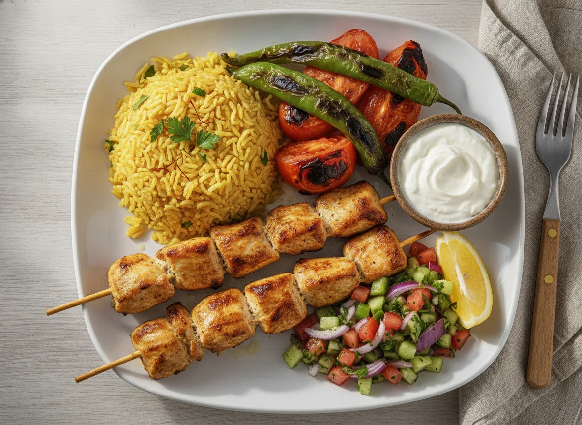 Chicken Shish Kebab with Saffron Rice photo