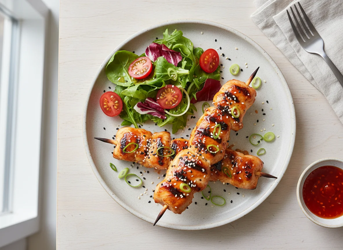 Chicken Skewers with Sesame and Spring Onion photo