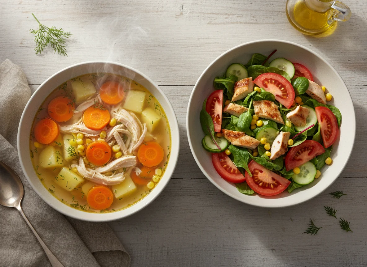 Chicken Soup and Salad photo