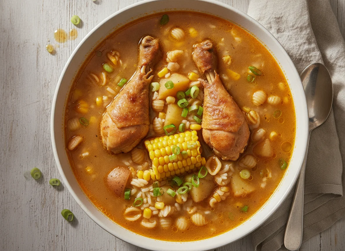Chicken Soup with Rice, Corn, and Potatoes photo