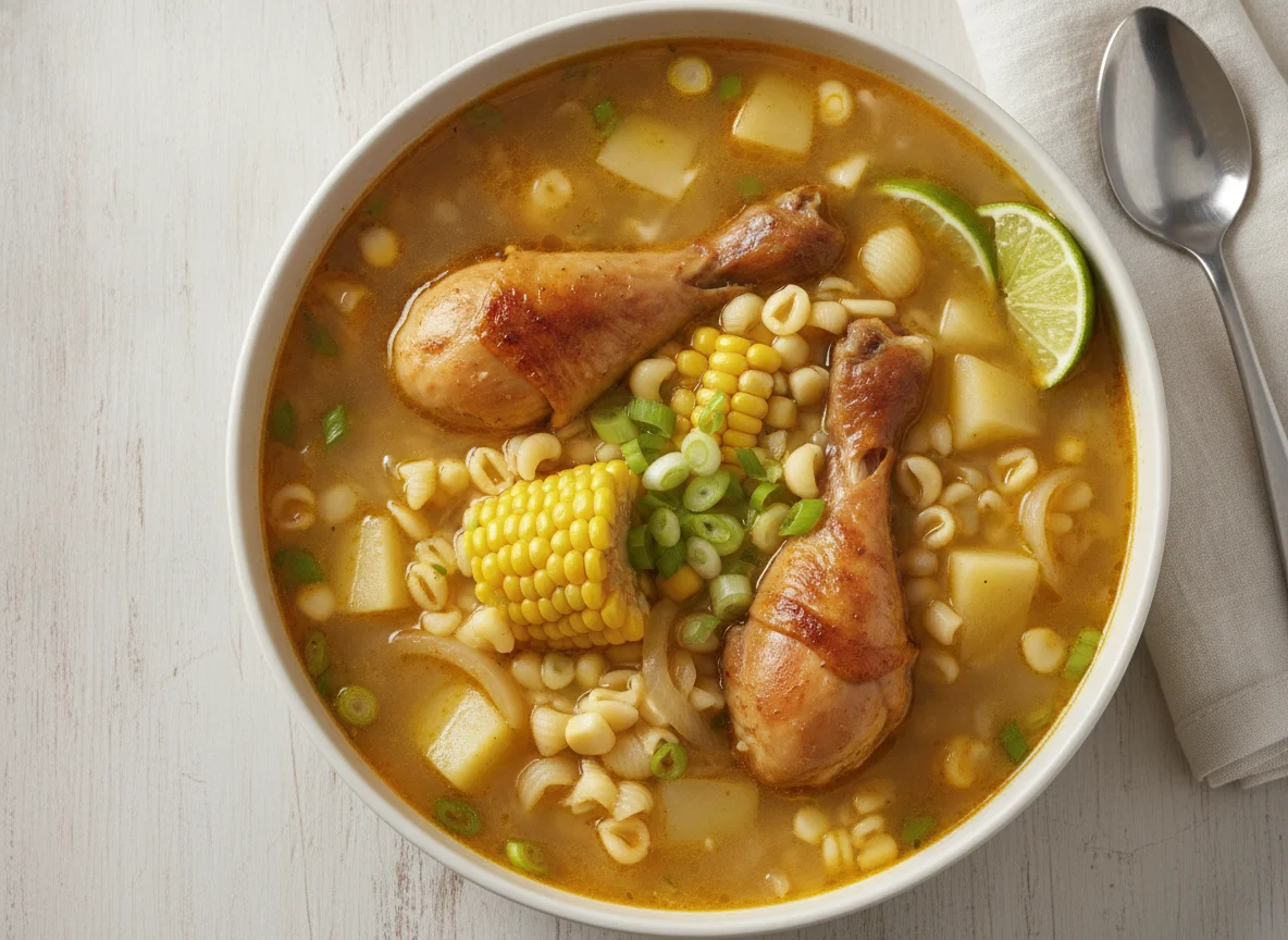 Chicken Soup with Rice, Corn, and Vegetables photo