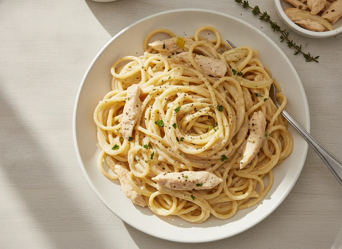 Chicken Spaghetti with Creamy Sauce photo