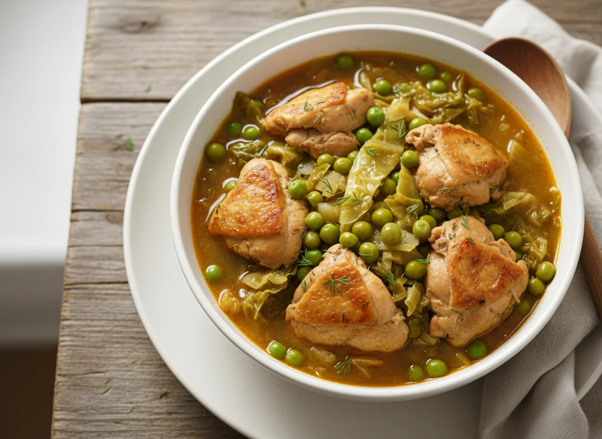 Chicken Stew with Cabbage and Peas photo