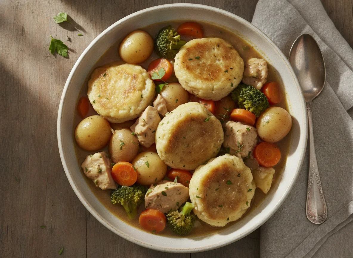 Chicken Stew with Dumplings and Vegetables photo