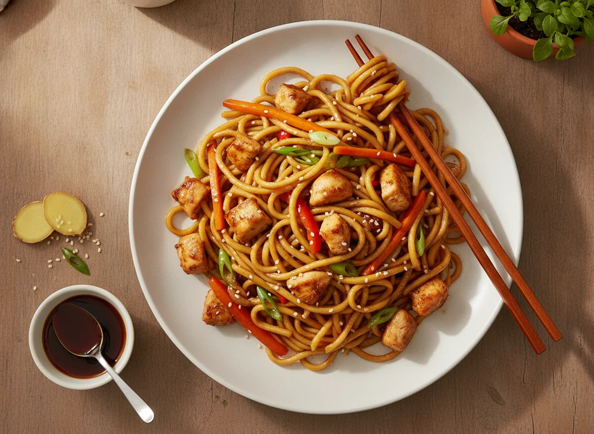 Chicken Stir-fry with Egg Noodles photo