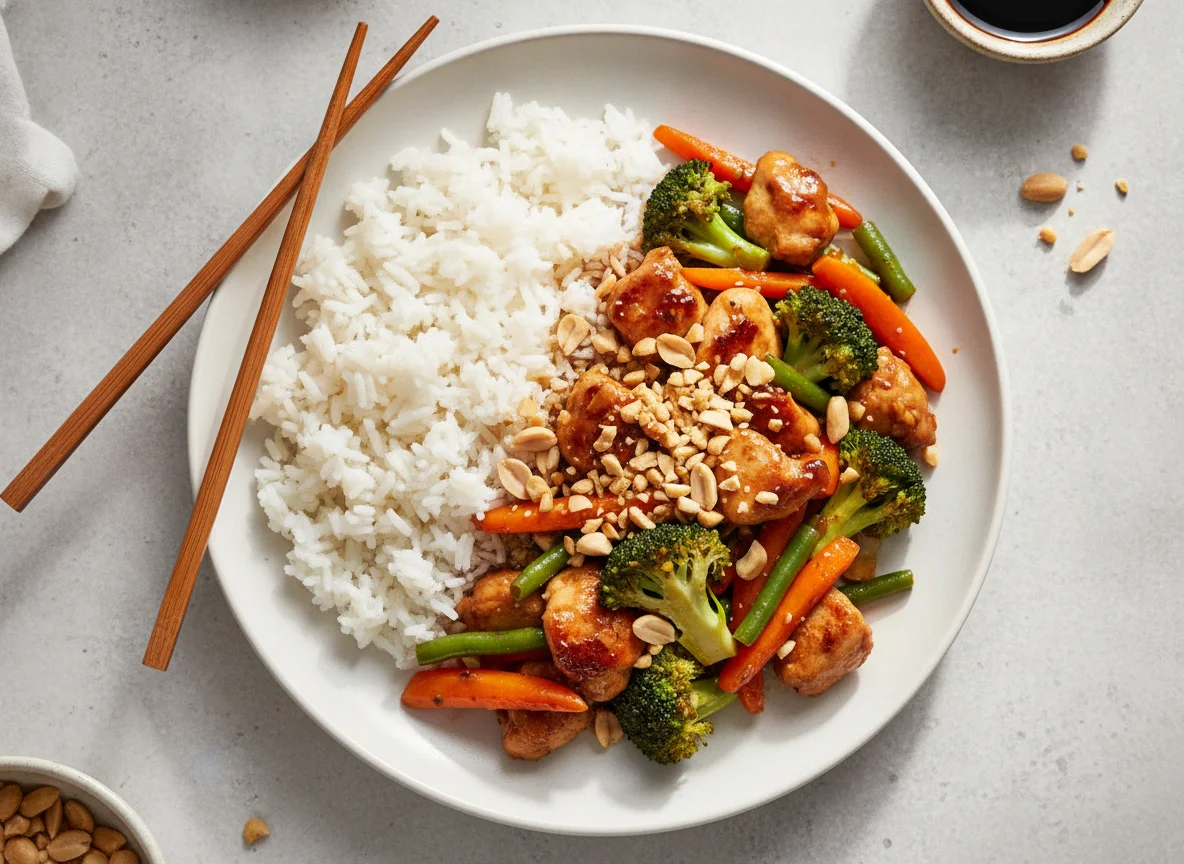 Chicken Stir-fry with Rice and Vegetables photo