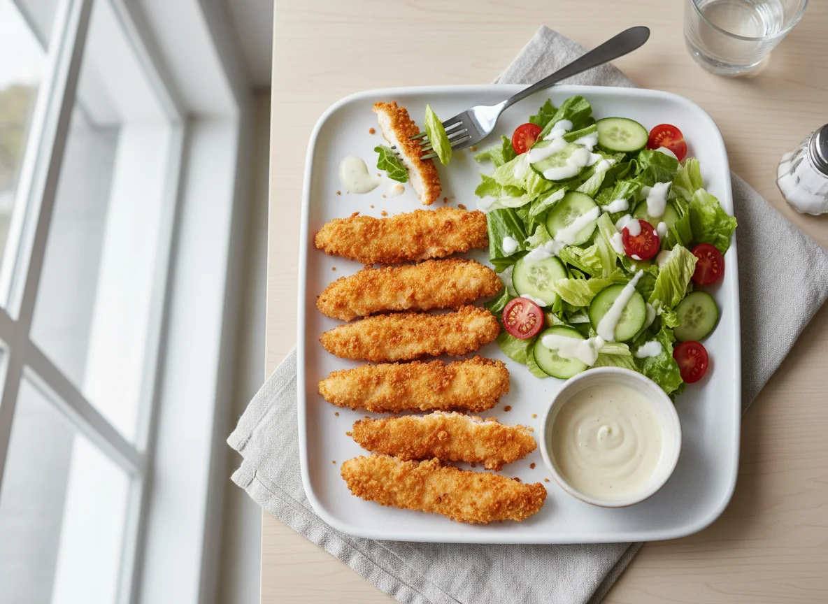Chicken Strips with Creamy Salad photo