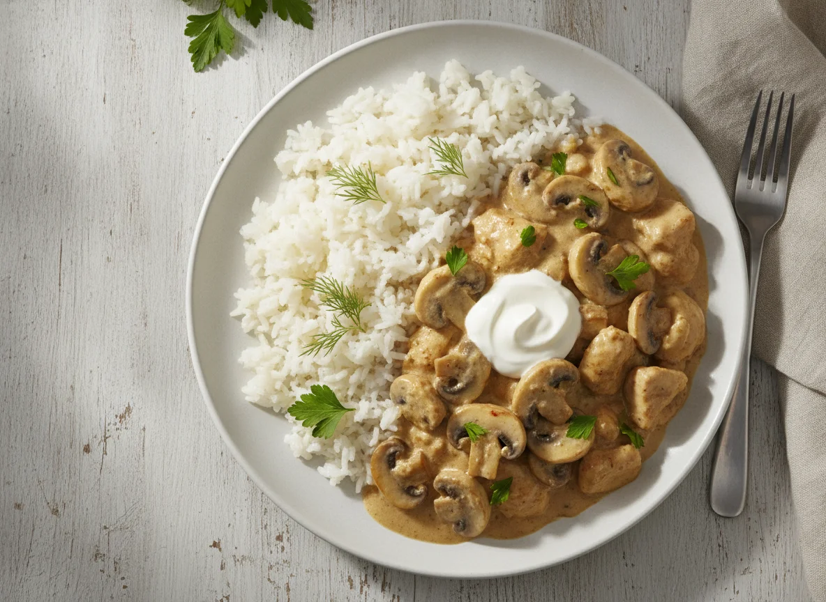 Chicken Stroganoff with Rice photo