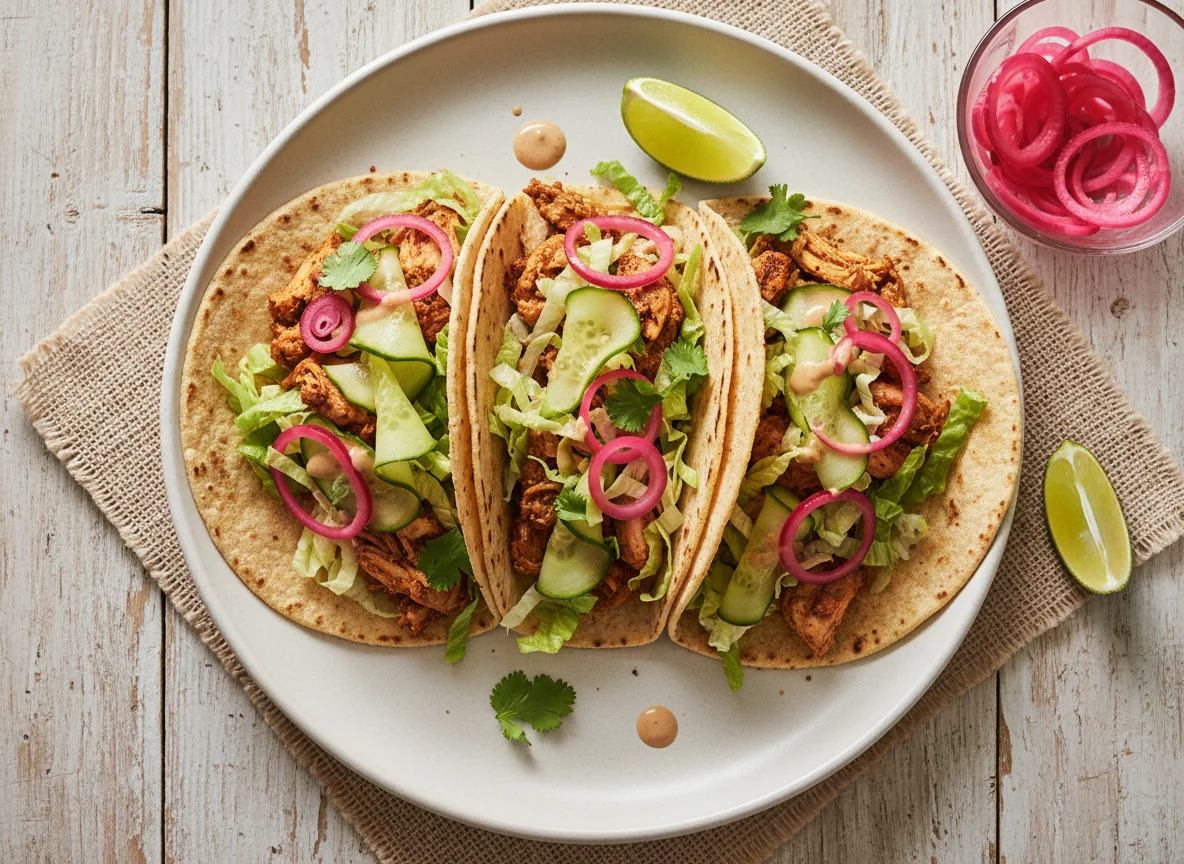 Chicken Tacos with Pickles and Pickled Onions photo