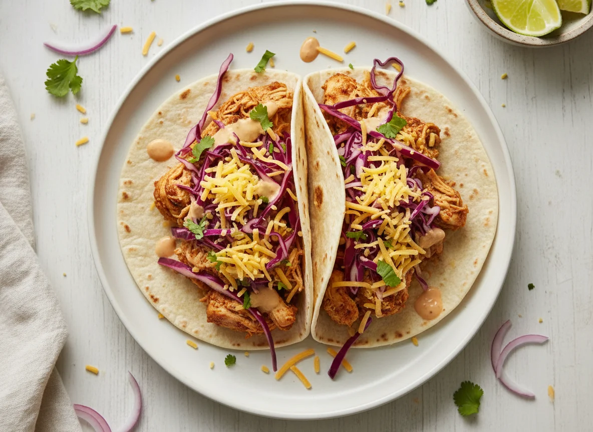 Chicken Tacos with Slaw and Cheese photo