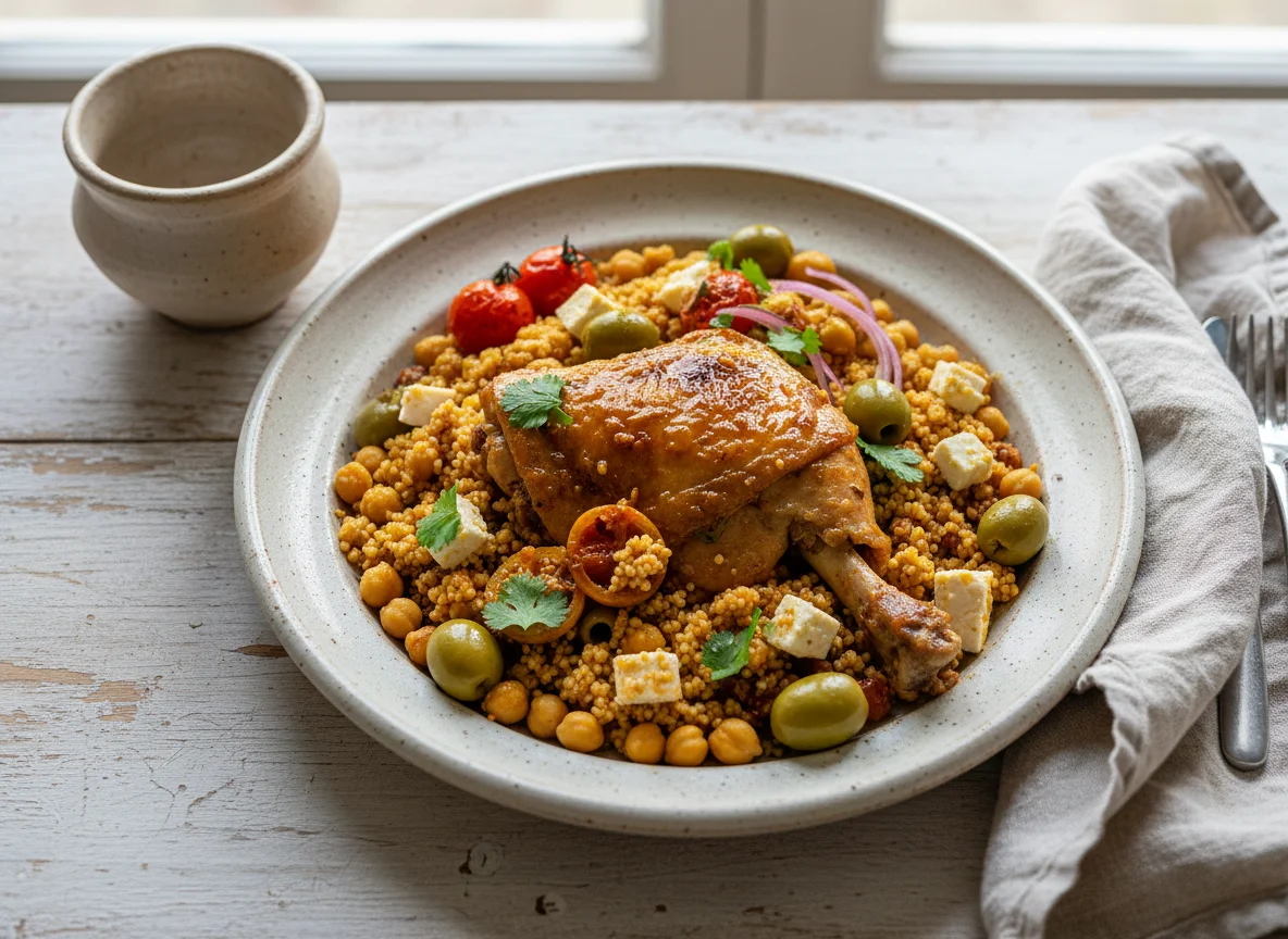 Chicken Tagine with Couscous and Olives photo