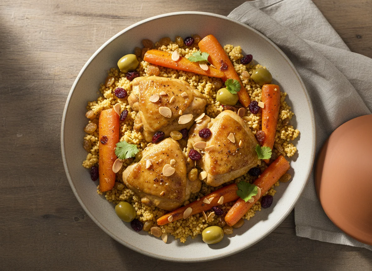 Chicken Tagine with Couscous and Roasted Carrots photo