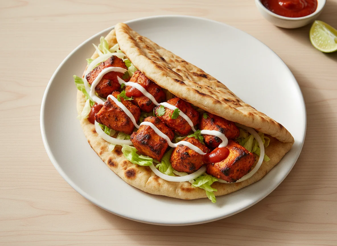 Chicken Tikka Kebab in Naan photo