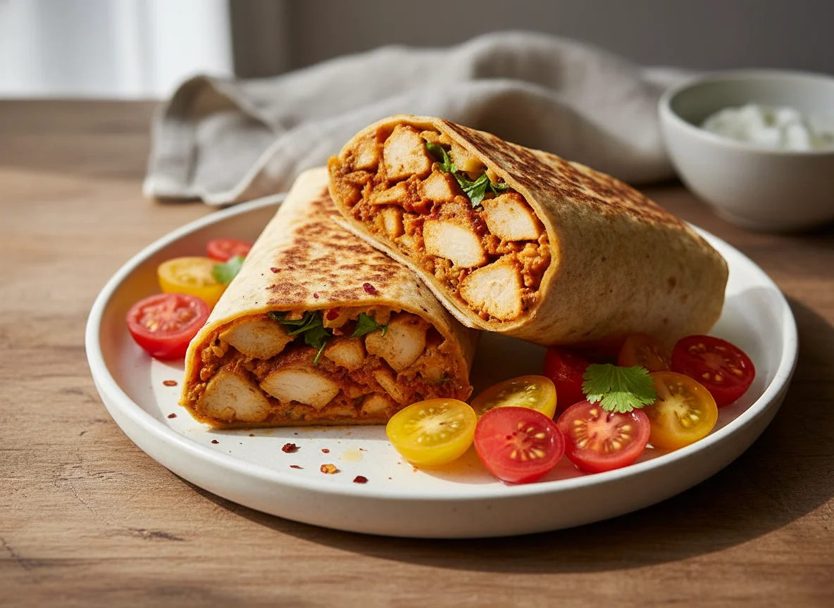 Chicken Tikka Wrap with Cherry Tomatoes photo