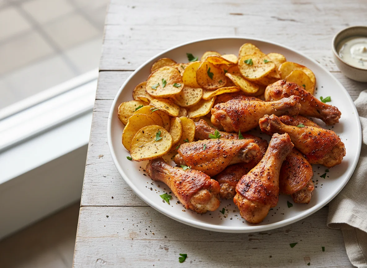 Chicken Wings and Potato Chips photo