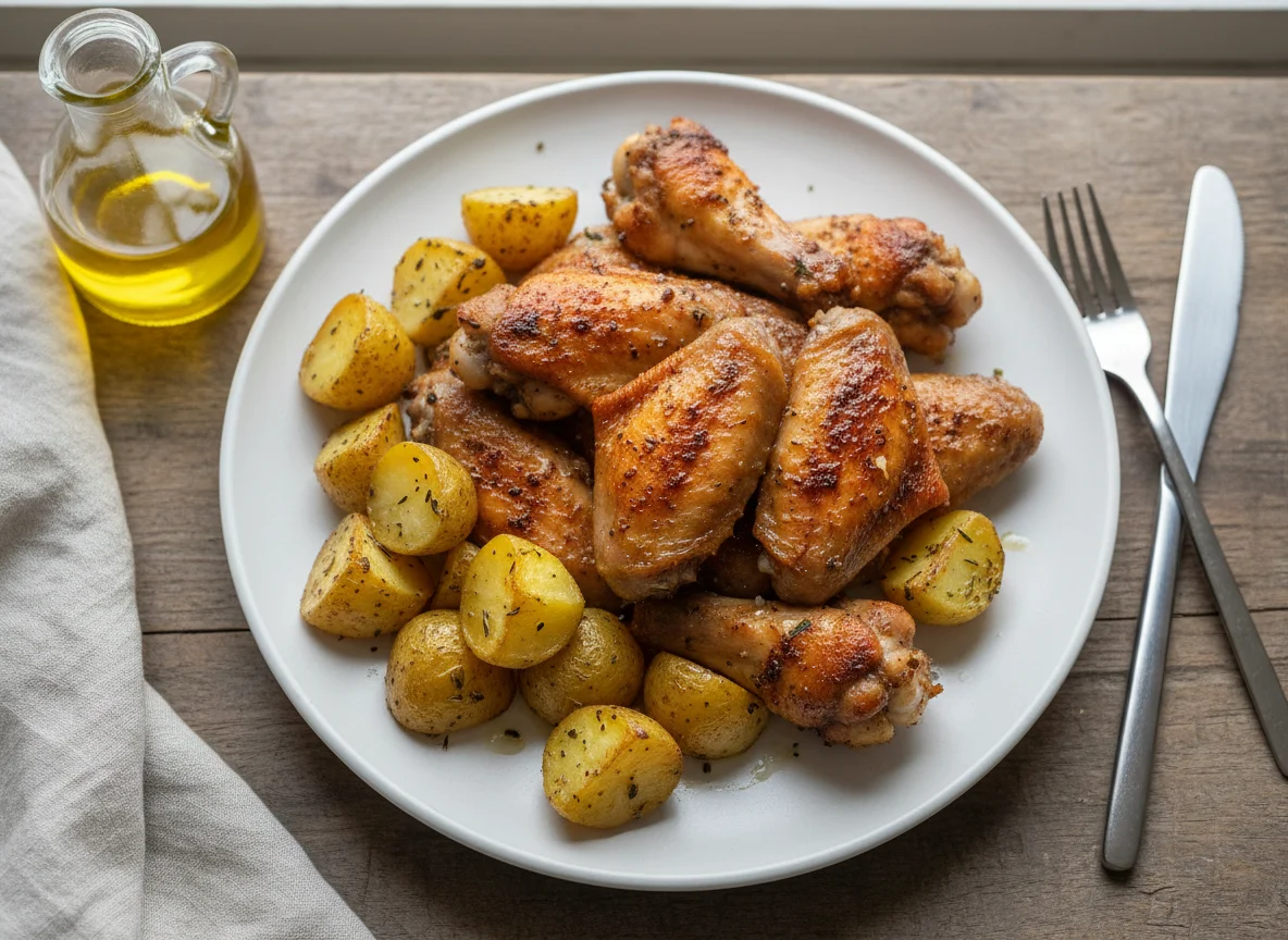 Chicken Wings and Roasted Potatoes photo