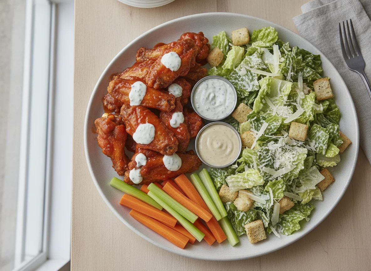 Chicken Wings with Caesar Salad photo