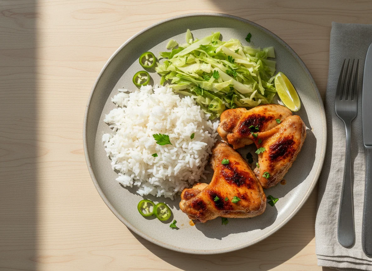Chicken Wings with Rice and Cabbage photo