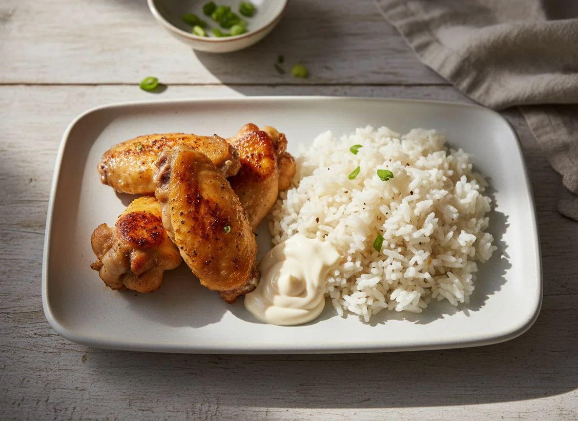 Chicken Wings with Rice and Mayonnaise photo