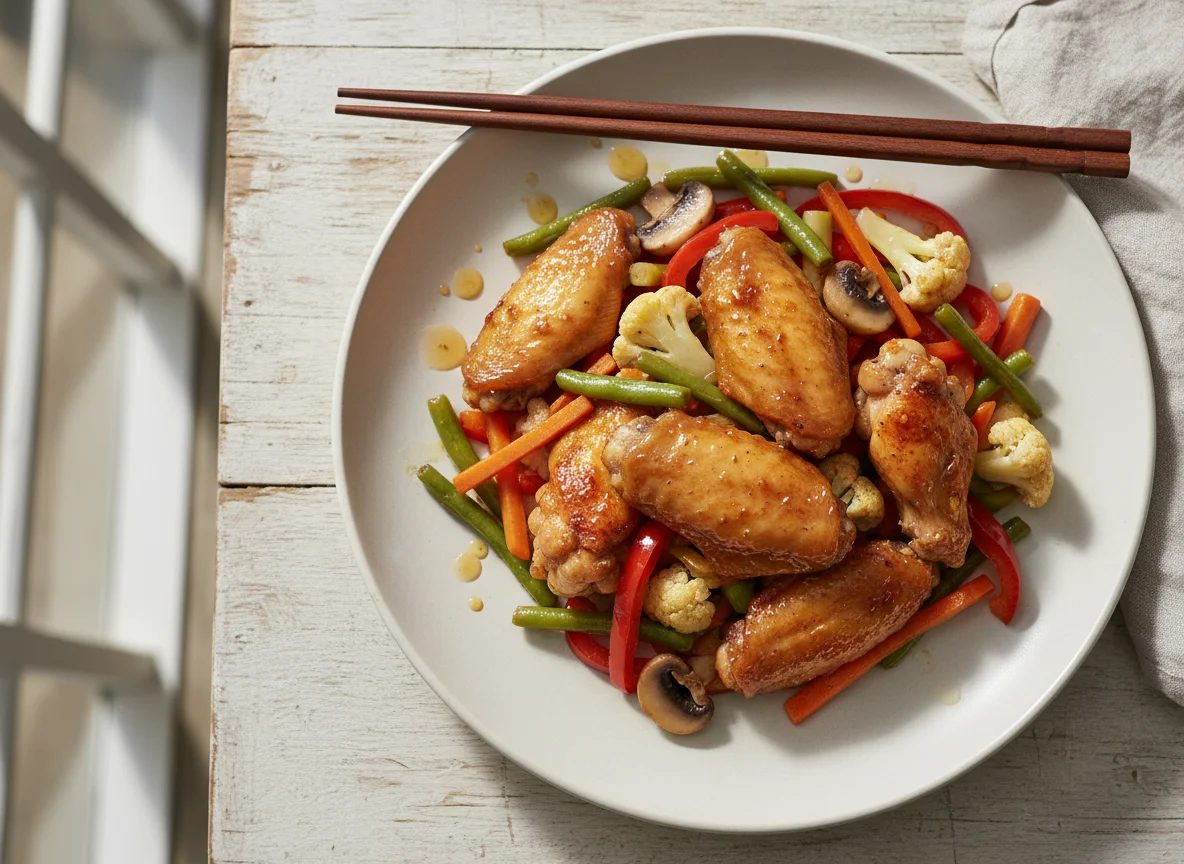 Chicken Wings with Stir-fried Vegetables photo