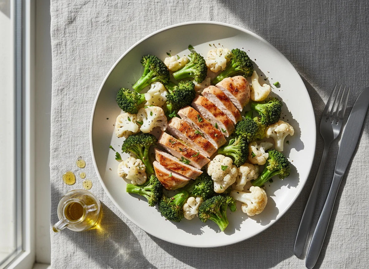 Chicken with Broccoli and Cauliflower photo