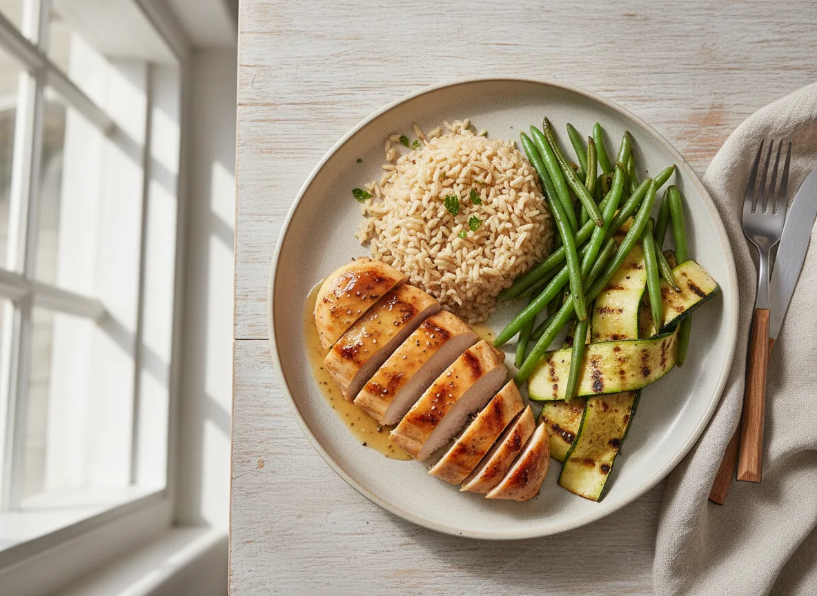Chicken with Brown Rice and Vegetables photo