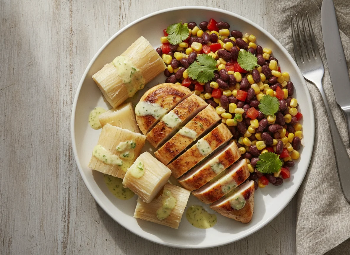 Chicken with Cassava and Bean Salad photo