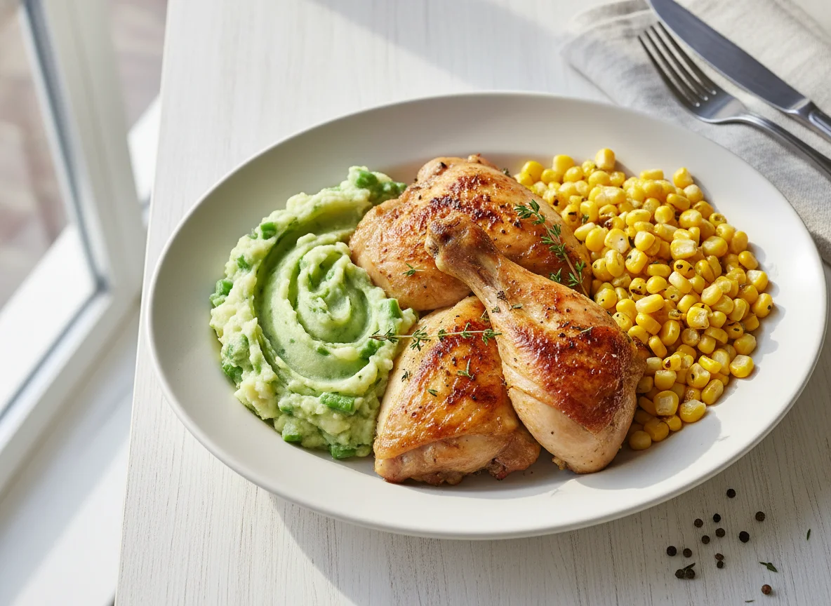 Chicken with Corn and Mashed Vegetables photo