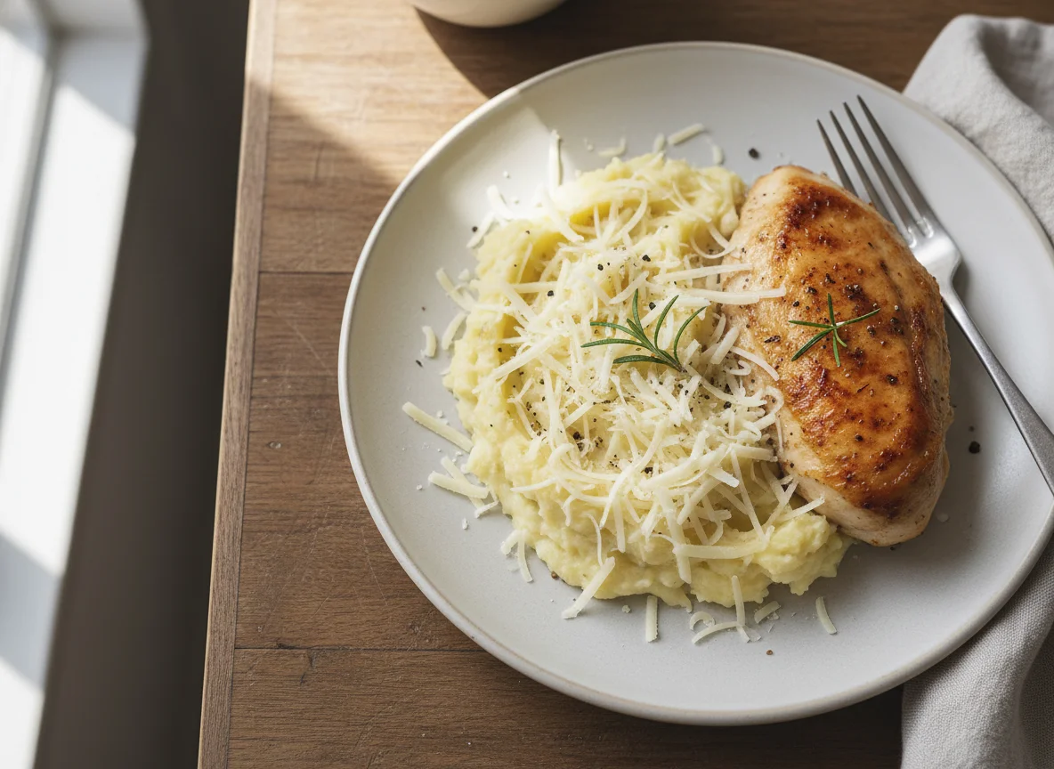 Chicken with Mashed Potatoes and Cheese photo
