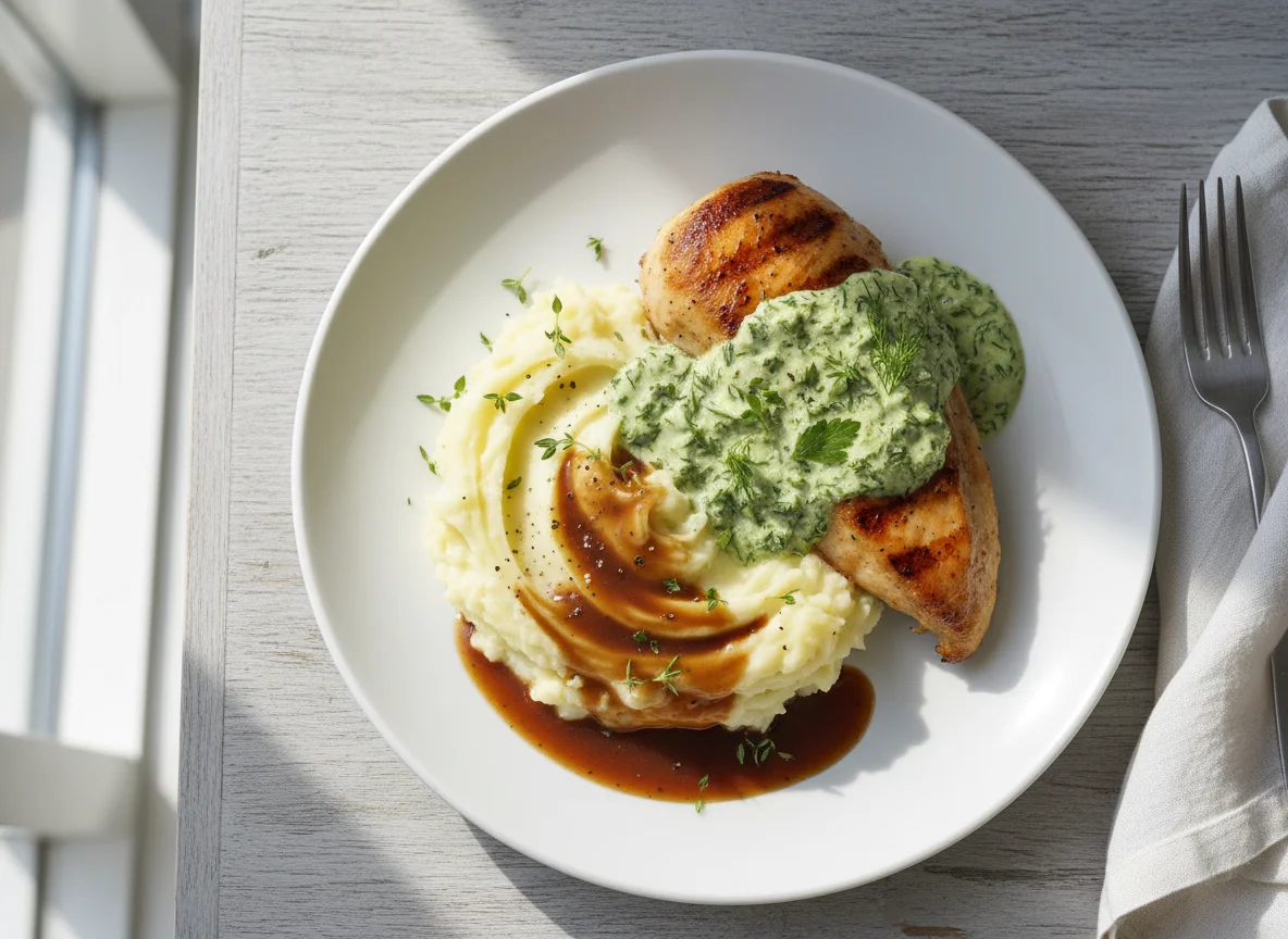 Chicken with Mashed Potatoes and Gravy photo